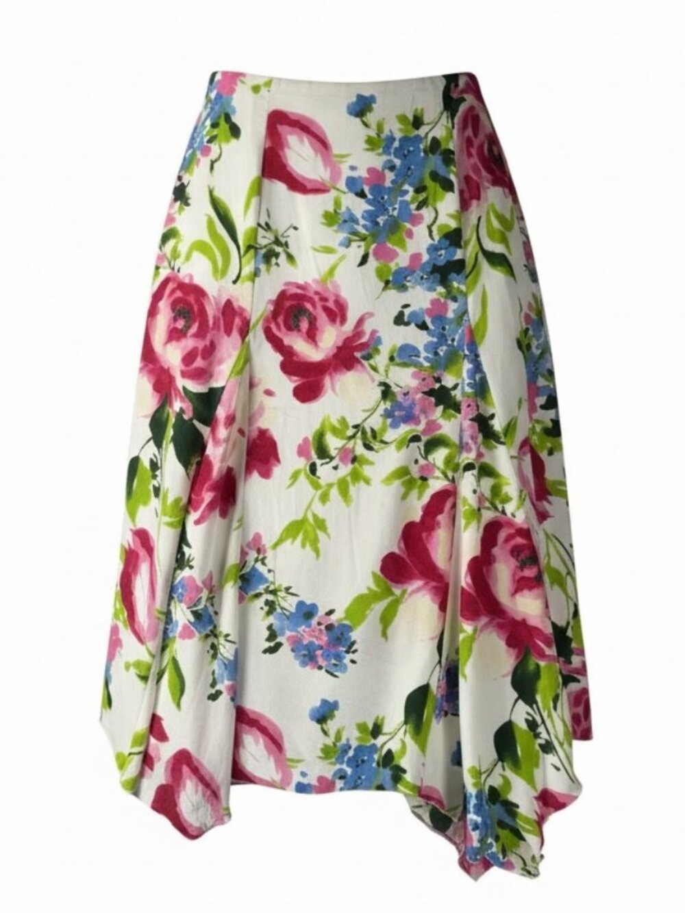 Nygard Vintage Floral Silk Handkerchief Skirt Midi Women's Sz 8 Y2K Cottagecore